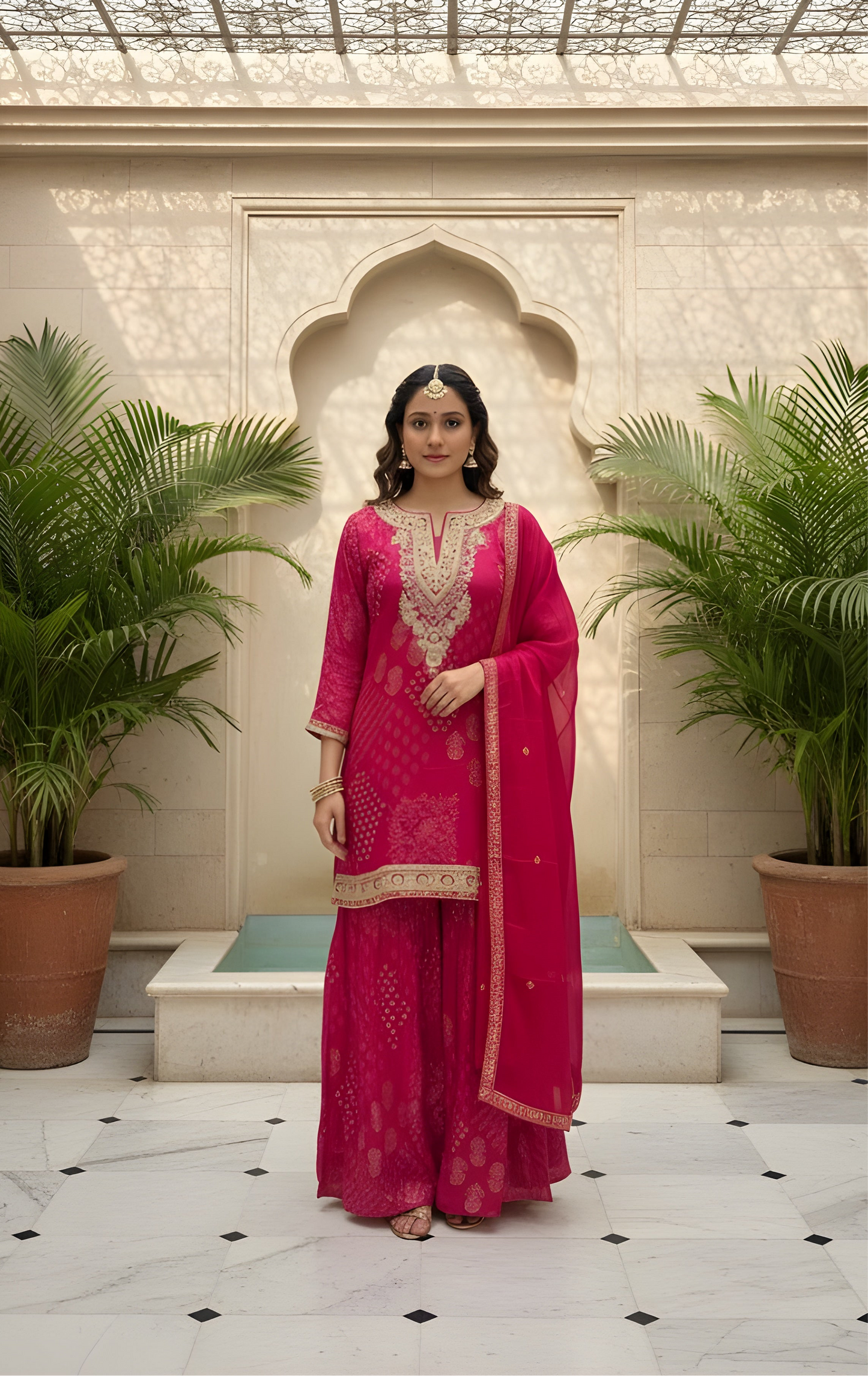 Petal Pink Opulence: Embroidered Kurta Set with Heavy Gold Zari